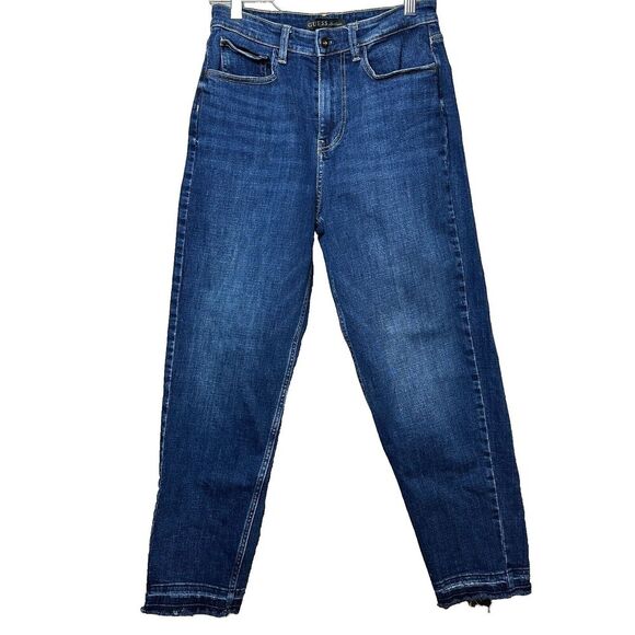 Guess Jeans Jacqueline Relaxed Size 24 Hi Rise Loose Fit Baggy Raw Hem Tapered - Picture 1 of 10